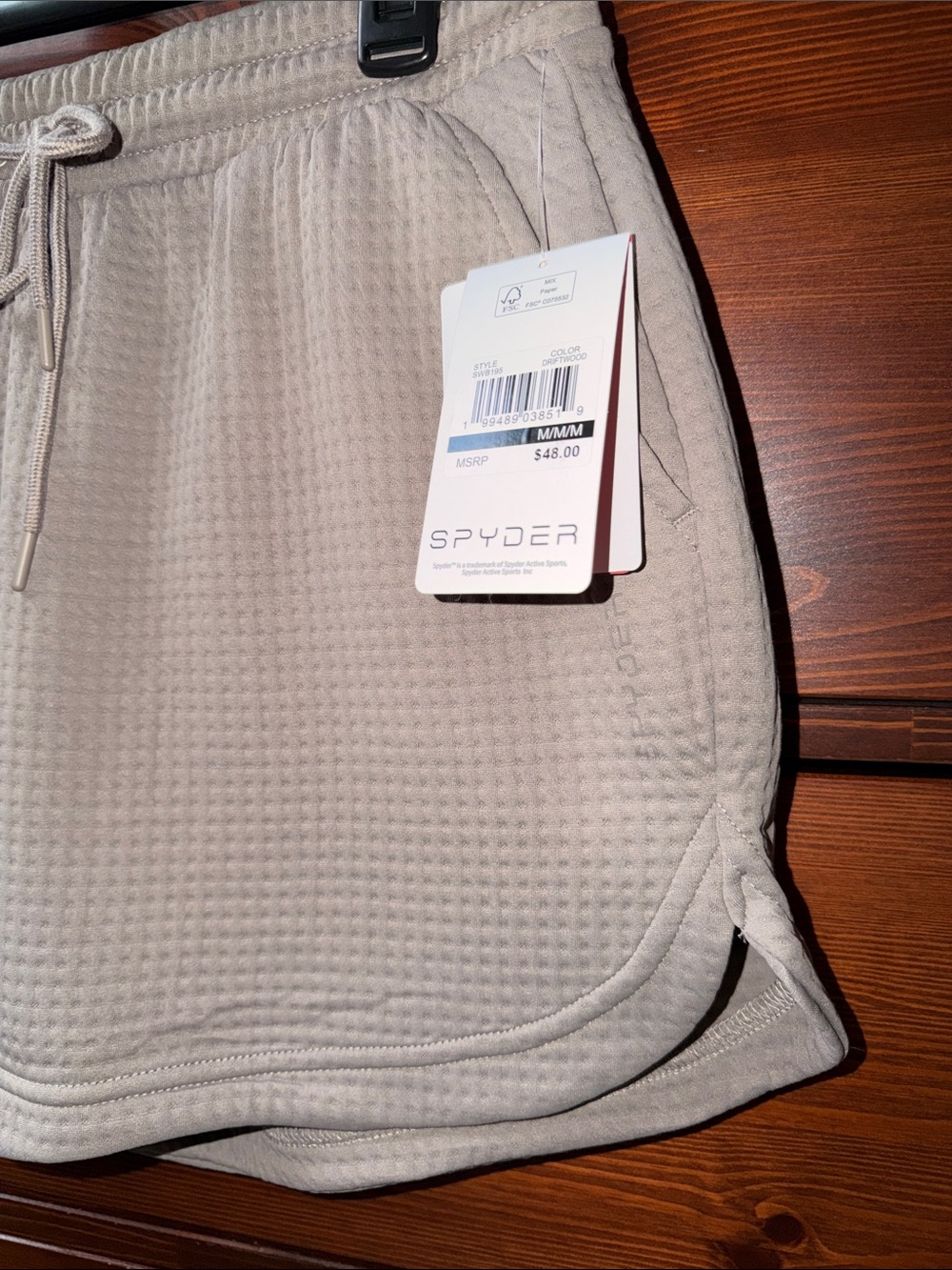 Spyder NWT ($48.00) Women’s Beige Waffle Texture Drawstring Athletic Shorts - Picture 2 of 6